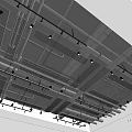 Modern Industrial Suspended Ceiling With Metal Framework Grid Panels And Recessed Lighting