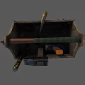 Wooden Toolbox Filled With Essential Hardware Tools Including Hammer And Wrench 3d model
