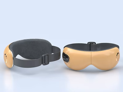 Modern Beige Eye Massager With Black Strap And Control Panel Design 3d model