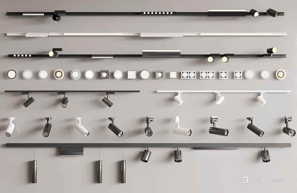 Modern Various Styles Ceiling Downlights And Track Spotlights For Home Interior 3d model