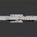 White and Orange Striped Aerospace Spacecraft Model With Detailed Design Elements