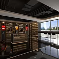 Luxury Tobacco And Alcohol Store Interior With Glass Display Shelves Wine Racks And Mirrored Floors