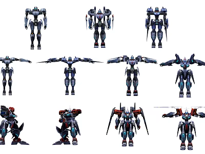 Smart Machines With Multiple Robotic Designs Various Poses And Structures 3d model