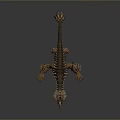 Game and Movie Character Fantasy Reptile With Sharp Spikes Brown Scales Open Mouth Crawling Posture