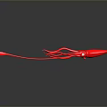 Red Aquatic Squid With Long Tentacles And Streamlined Body Design Feature 3d model