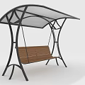 Outdoor Swing Chair with Metal Frame Wooden Seat Canopy Roof and Modern Design