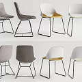 Modern Colorful Dining Chairs With Grey White Yellow Green Seats And Black Metal Legs