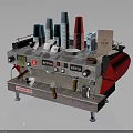 Professional Espresso Coffee Machine with Various Colored Paper Cups Tissue Box and Coffee Accessories