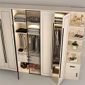 Modern White Wardrobe With Glass Doors And Interior Storage For Hanging Clothes And Folded Garments