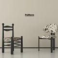 Modern Poliform Dining Chairs With Black Frame And Patterned Upholstered Seats 3d model