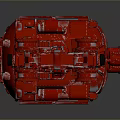 Red Industrial Mechanical Device With Circular Top Sensors And Grille Windows