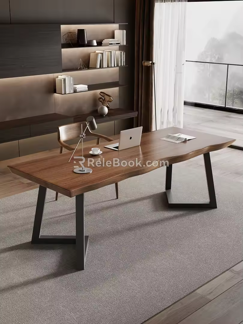Large Board Table Tea Table and Chair Combination Office Desk 3d model