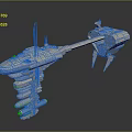 Futuristic SciFi Spaceship Model With Detailed Structure Antenna And Weapon Systems