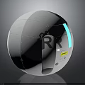 Cosmic White Spherical Spacecraft With RR Logo Gear Symbol And Blue Light Strip