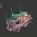 Vintage Wooden Boat With Colorful Mechanical Parts Antennas And Handcrafted Design