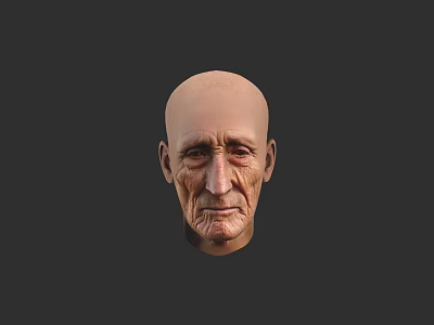 Detailed Elderly Man 3D Model With Bald Head And Realistic Facial Features 3d model