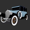 Vintage Light Blue Classic Car With Black Roof And White Wall Wheels