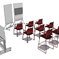 Office Chairs Arranged In Meeting Room With Whiteboards And TV Screen