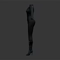 Stylish Black Fitted Full Length Bodysuit With High Boots Modern Outfit Design