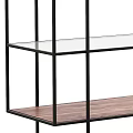 Modern Minimalist Shelving Unit With Black Metal Frame Wooden And Glass Shelves