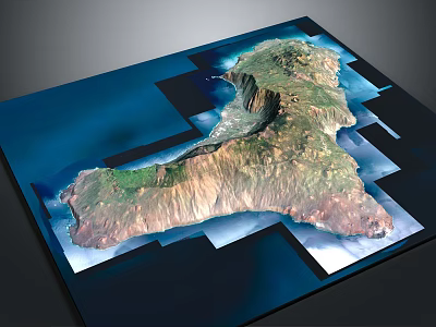Detailed 3D Terrain Model Showcasing Mountainous Landscape Coastal Features And Blue Ocean 3d model