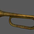 Vintage Brass Bugle Musical Instrument With Classic Design And Patina