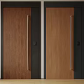 Wooden Texture Security Door With Metal Handle And Security Lock Panel