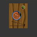 Wooden Tray With Red Soup Bowl Shrimp Chopsticks And Green Vegetable Cup
