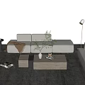 Modern Sofa Coffee Table Combination Sofa Coffee Table Floor Lamp Combination 3d model