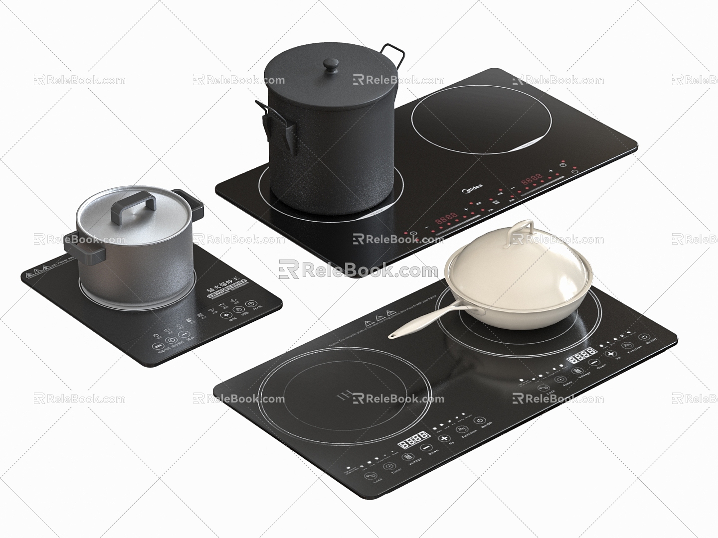 Induction Cooker Smoke-free Stove Boiler Cookware 3d model