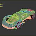 Gray Concept Sports Car With Orange Accents And Sleek Aerodynamic Design