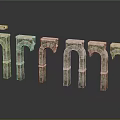 Stone Archway Components Arranged In Order With Textured Details And Reflective Surface 3d model