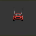 Red Shiny Sedan With Sunroof Antennas And Modern Black Design Wheels
