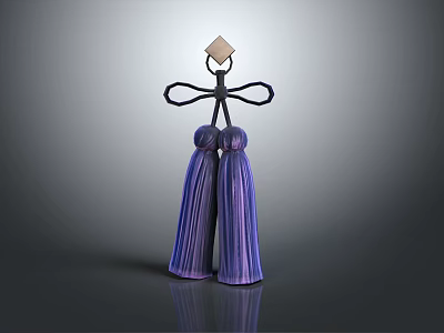 Modern Clothes Hanger with Purple Tassels and Diamond Shaped Decoration 3d model