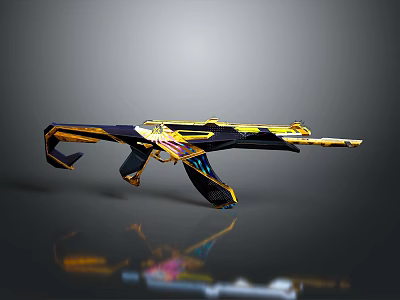 Sleek Modern Gun Design With Gold Black And Colorful Decorative Elements 3d model