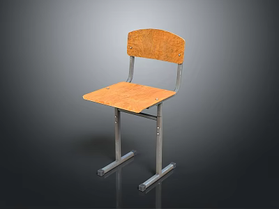 Wooden Chair With Metal Frame And Comfortable Seat Backrest Design 3d model