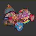 Colorful Playful Toy Car With Candy Elements Flower Decoration And Vibrant Color Design
