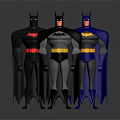 Game and Movie Batman Characters Featuring Multiple Versions Different Colored Costumes and Iconic Capes