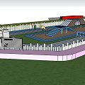 Sports Track And Field Facility Design With Running Lanes Grass Area And Stands