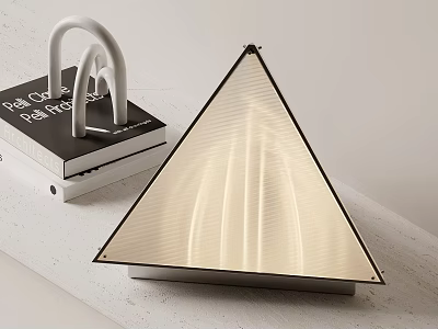 Modern Triangular Table Lamp With Paris Themed Books On White Surface 3d model