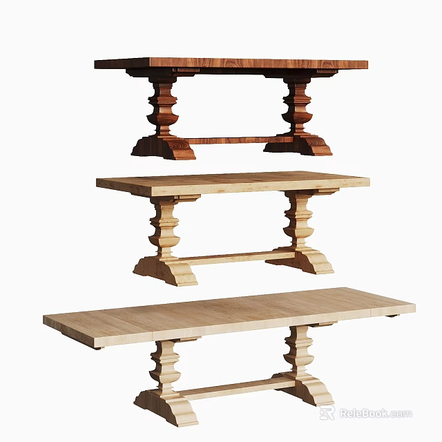 Wooden Dining Tables With Different Colors And Classic Legs Design Structure 3d model 