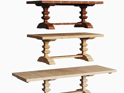 Wooden Dining Tables With Different Colors And Classic Legs Design Structure 3d model