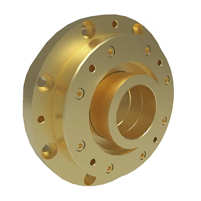 Golden Circular Metal Flange With Multiple Holes For Industrial Machinery 3d model