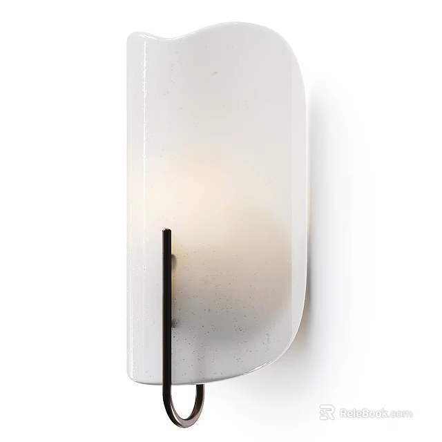 Modern Wall Lamp With White Shade And Black Frame Emitting Warm Light 3d model 