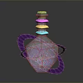 Woman Holding Elegant Crystal Bottle With Purple Ring Golden Cap And Geometric Cut