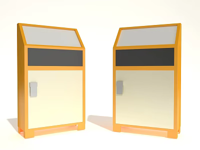 Industrial Equipment With Orange Frame And White Panels Tilted Top Design For Dual Units 3d model