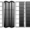 Modern Black Slatted Room Dividers Foldable Panel Design For Home Interior 3d model