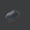 Flying Insect with Dark Colored Exoskeleton and Oval Body on Gray Background 3d model
