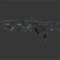Futuristic Sci Fi Weapon with Blue Light Accents and Metallic Texture 3d model