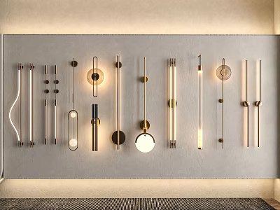 Modern Stylish Wall Sconces With Various Designs And Metal Finishes For Home Decor 3d model